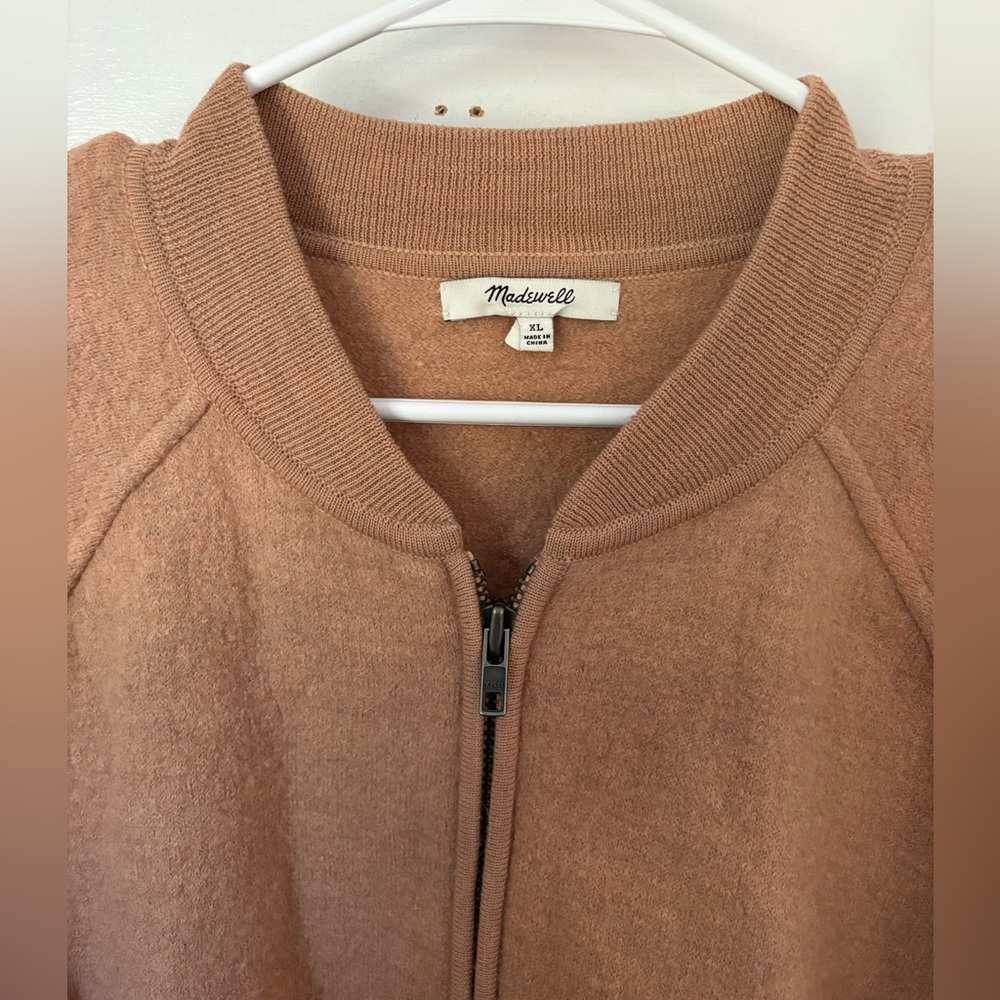 Madewell Bomber-Sweater-Jacket in Bright Apricot, Size Extra Large (XL) - Picture 5 of 11